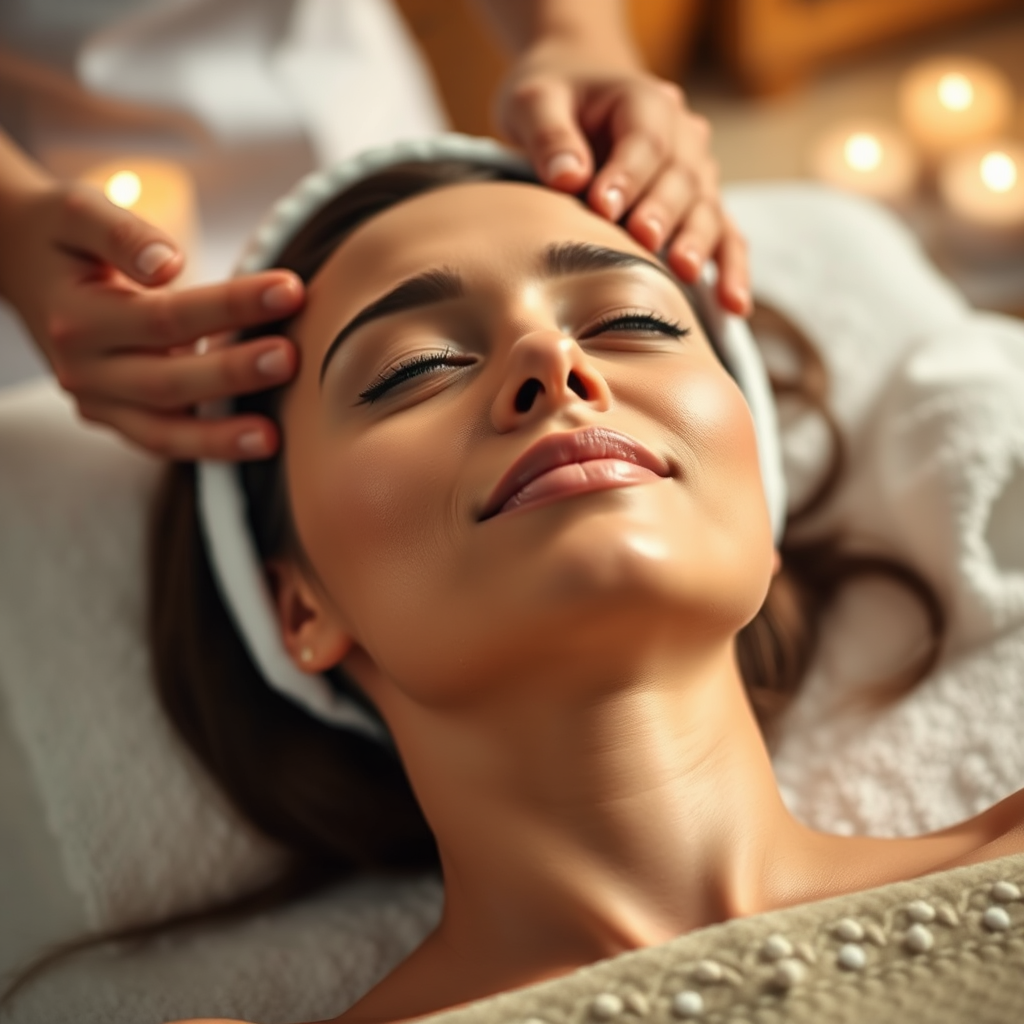 Rauhallinen spa-asiakas nauttii aromaterapiahoidosta silmät kiinni rentoutuneena