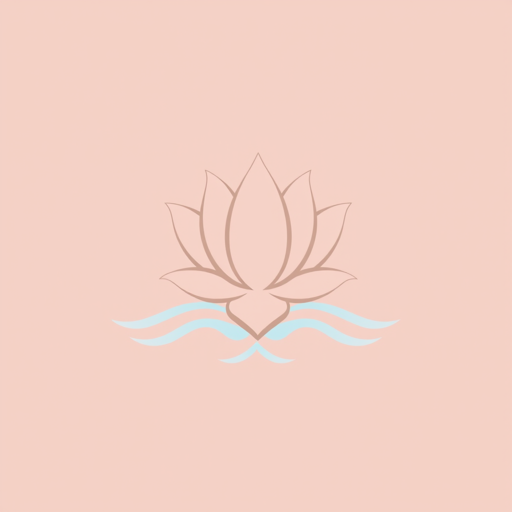 Mindfulness-ikoni, jossa lotus-kukka ja rauhalliset aallot